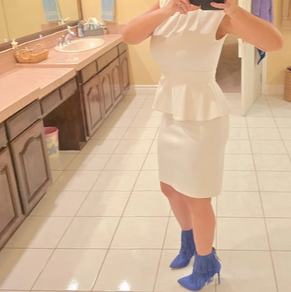 Womens size 6 sense white fitted Sleeveless dress - Picture 8 of 14